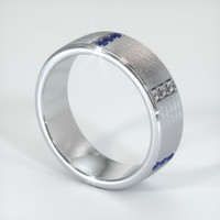 Platinum 950 Blue Sapphire and Diamond Men's Wedding Band Image