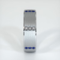 Platinum 950 Blue Sapphire and Diamond Men's Wedding Band Image