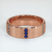 14K Rose Gold Blue Sapphire and Diamond Men's Wedding Band Video
