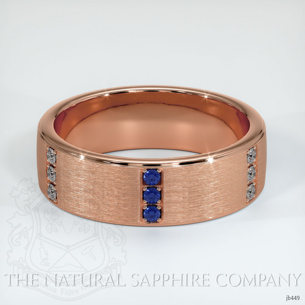 14K Rose Gold Blue Sapphire and Diamond Men's Wedding Band