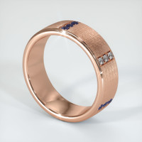 14K Rose Gold Blue Sapphire and Diamond Men's Wedding Band Image