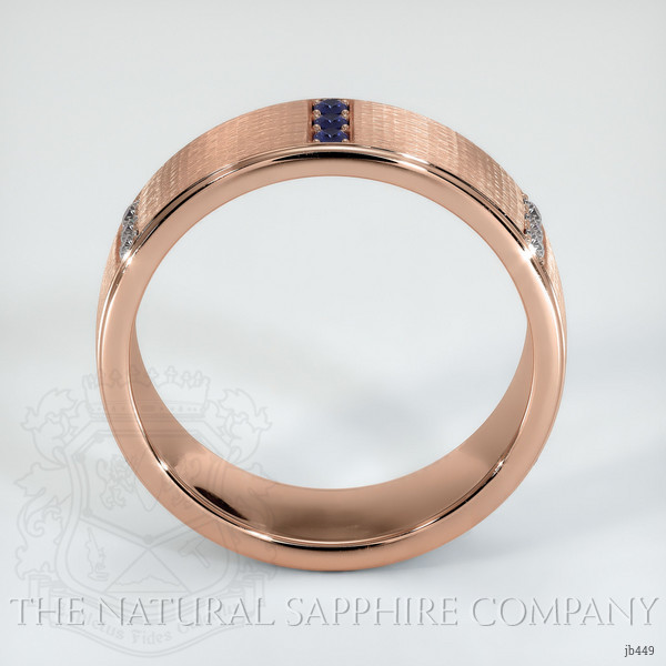 14K Rose Gold Blue Sapphire and Diamond Men's Wedding Band
