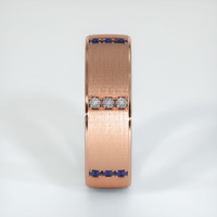 14K Rose Gold Blue Sapphire and Diamond Men's Wedding Band Image