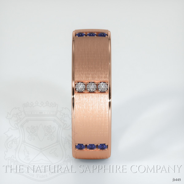 14K Rose Gold Blue Sapphire and Diamond Men's Wedding Band