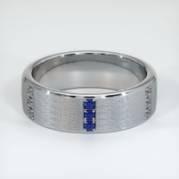 14K White Gold Blue Sapphire and Diamond Men's Wedding Band Video