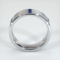 14K White Gold Blue Sapphire and Diamond Men's Wedding Band Image