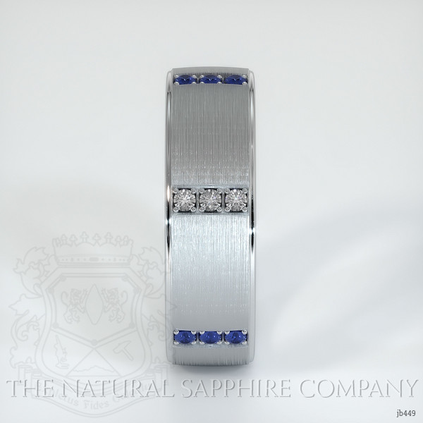 14K White Gold Blue Sapphire and Diamond Men's Wedding Band