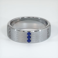 18K White Gold Blue Sapphire and Diamond Men's Wedding Band Video