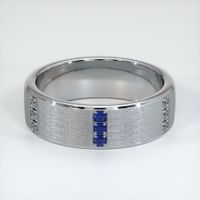 18K White Gold Blue Sapphire and Diamond Men's Wedding Band Video