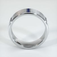 18K White Gold Blue Sapphire and Diamond Men's Wedding Band Image