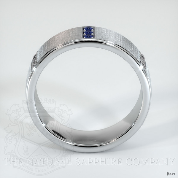 18K White Gold Blue Sapphire and Diamond Men's Wedding Band