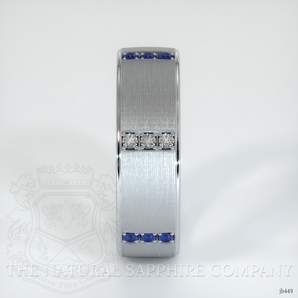 18K White Gold Blue Sapphire and Diamond Men's Wedding Band