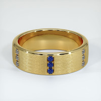 14K Yellow Gold Blue Sapphire and Diamond Men's Wedding Band Video