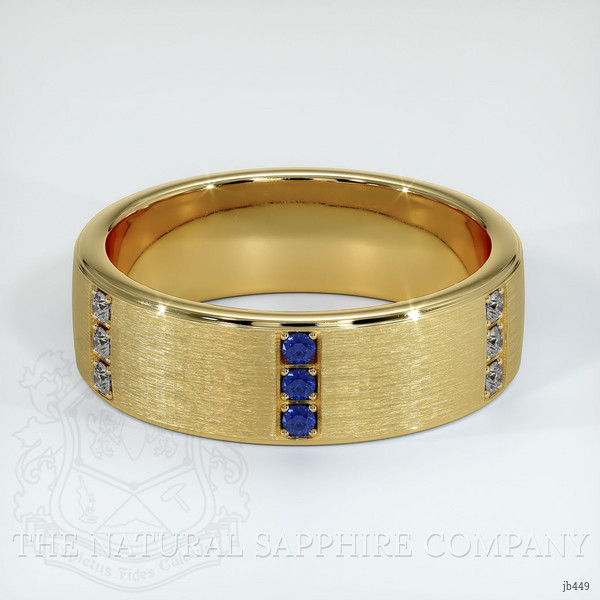 14K Yellow Gold Blue Sapphire and Diamond Men's Wedding Band