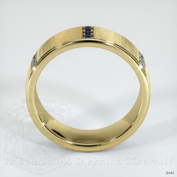 14K Yellow Gold Blue Sapphire and Diamond Men's Wedding Band