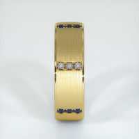 14K Yellow Gold Blue Sapphire and Diamond Men's Wedding Band Image