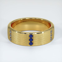 18K Yellow Gold Blue Sapphire and Diamond Men's Wedding Band Video