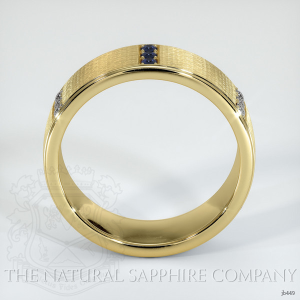 18K Yellow Gold Blue Sapphire and Diamond Men's Wedding Band