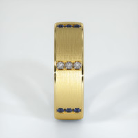 18K Yellow Gold Blue Sapphire and Diamond Men's Wedding Band Image