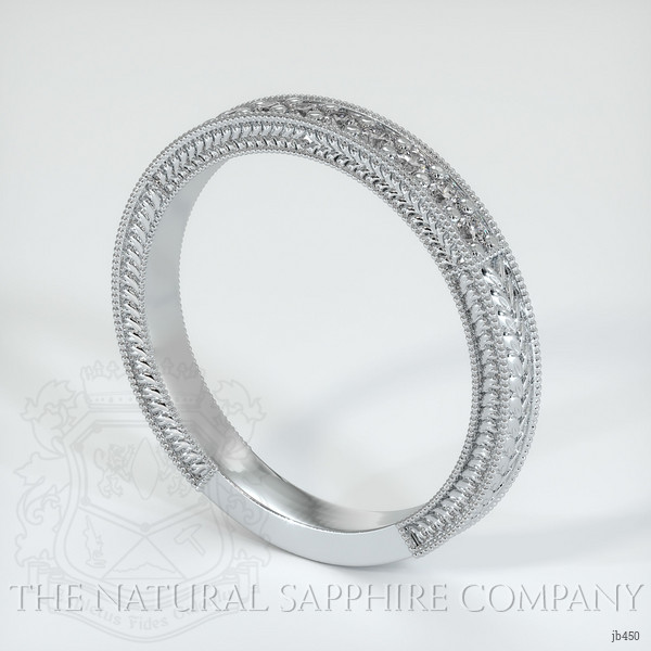 14K White Gold Diamond Antique Style Wedding Band