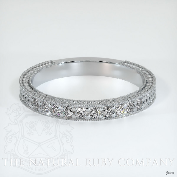 18K White Gold Diamond Antique Style Wedding Band