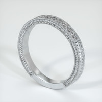 18K White Gold Diamond Antique Style Wedding Band Image