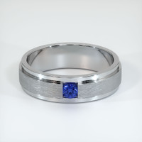 Platinum 950 Blue Sapphire Men's Wedding Band Video