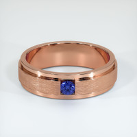 14K Rose Gold Blue Sapphire Men's Wedding Band Video