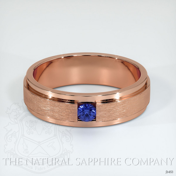 14K Rose Gold Blue Sapphire Men's Wedding Band
