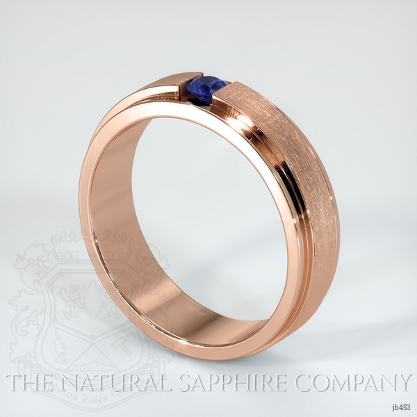 14K Rose Gold Blue Sapphire Men's Wedding Band