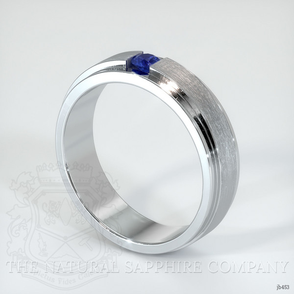 18K White Gold Blue Sapphire Men's Wedding Band