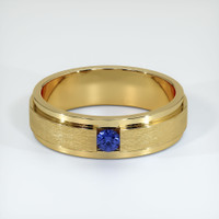 14K Yellow Gold Blue Sapphire Men's Wedding Band Video