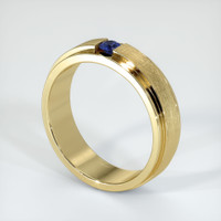 14K Yellow Gold Blue Sapphire Men's Wedding Band Image