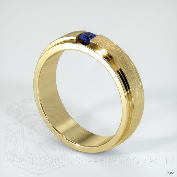14K Yellow Gold Blue Sapphire Men's Wedding Band