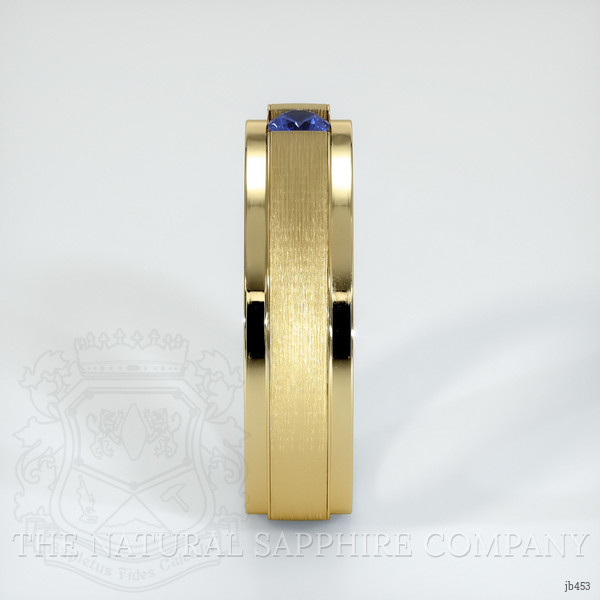 14K Yellow Gold Blue Sapphire Men's Wedding Band