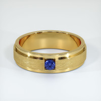 18K Yellow Gold Blue Sapphire Men's Wedding Band Video