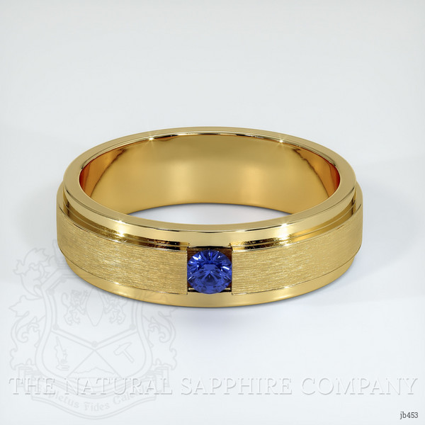18K Yellow Gold Blue Sapphire Men's Wedding Band