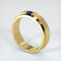 18K Yellow Gold Blue Sapphire Men's Wedding Band Image