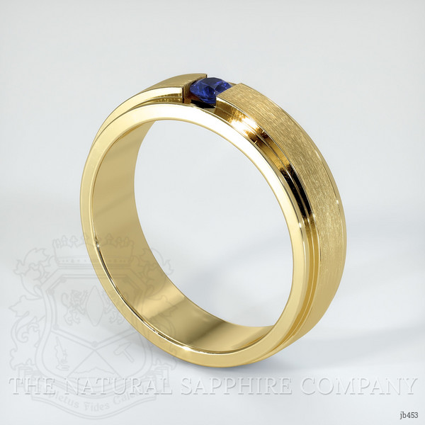 18K Yellow Gold Blue Sapphire Men's Wedding Band