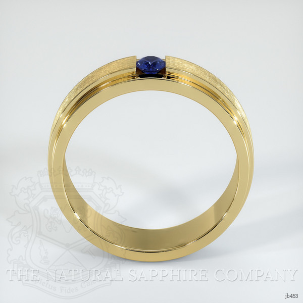 18K Yellow Gold Blue Sapphire Men's Wedding Band