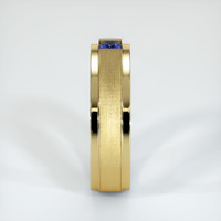 18K Yellow Gold Blue Sapphire Men's Wedding Band Image