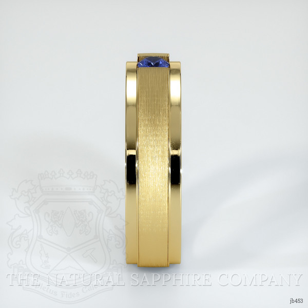 18K Yellow Gold Blue Sapphire Men's Wedding Band