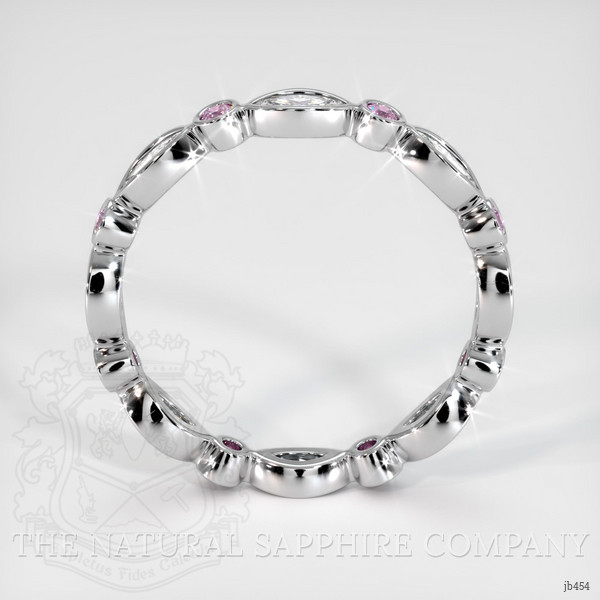 Platinum 950 Pink Sapphire and Diamond Antique Style Wedding Band