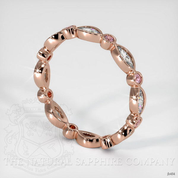 14K Rose Gold Pink Sapphire and Diamond Antique Style Wedding Band