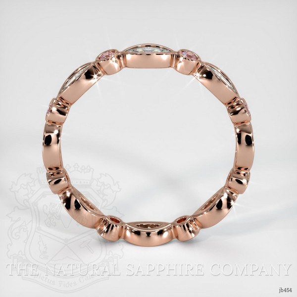 14K Rose Gold Pink Sapphire and Diamond Antique Style Wedding Band
