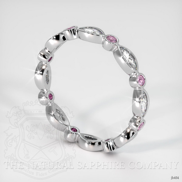 14K White Gold Pink Sapphire and Diamond Antique Style Wedding Band