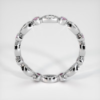 14K White Gold Pink Sapphire and Diamond Antique Style Wedding Band Image