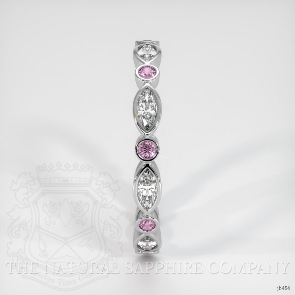14K White Gold Pink Sapphire and Diamond Antique Style Wedding Band