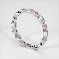 18K White Gold Pink Sapphire and Diamond Antique Style Wedding Band Image