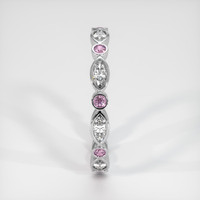 18K White Gold Pink Sapphire and Diamond Antique Style Wedding Band Image